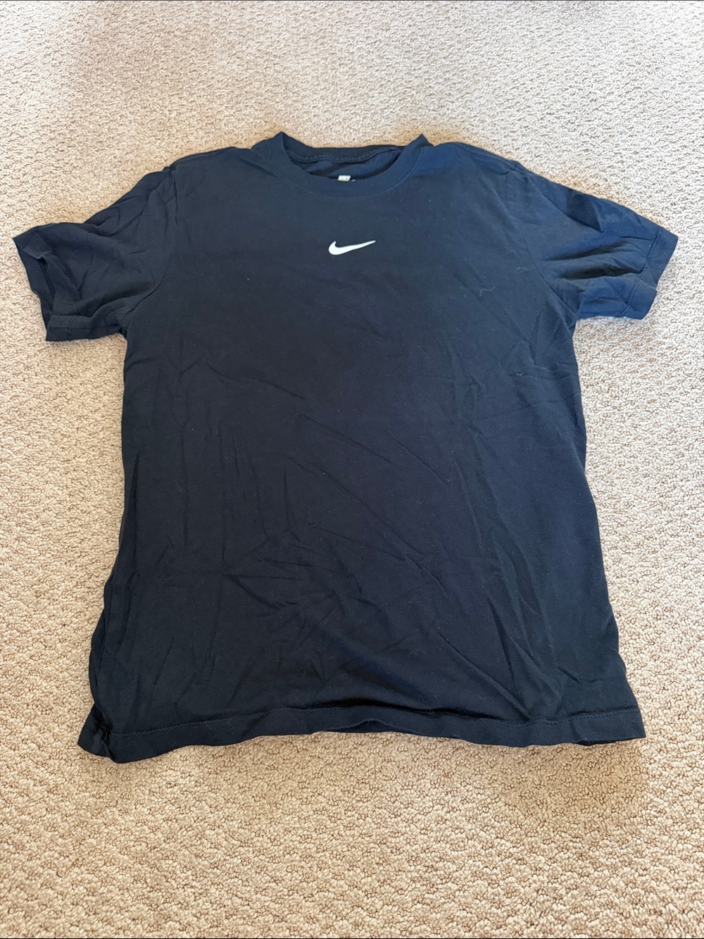 Nike Black Short Sleeve Crew Tee with White Swoosh Logo